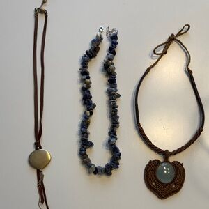 Lot of 3 necklaces.  Choker style about 16 inches total length for each one.